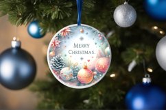 Merry Christmas Round Ornament Sublimation PNG Product Image 4
