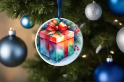 Colorful Gift Round Ornament Sublimation PNG Product Image 4