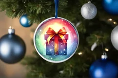 Christmas Gift Round Ornament Sublimation PNG Product Image 4