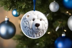 Round Martzipan Polar Bear Christmas Ornament Sublimation Product Image 1