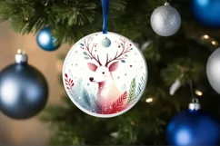 pastel rein deer round ornament sublimation png Product Image 1