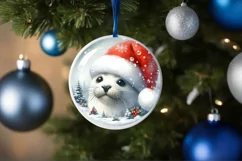 Winter Penguin Round Ornament Sublimation PNG Product Image 4