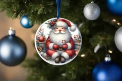 Santa Round Ornament Sublimation PNG Product Image 4
