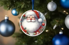 Santa Round Ornament Sublimation PNG Product Image 1