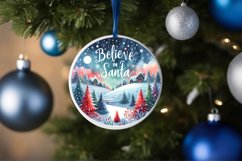a vibrant winter scene believe in santa round ornament png Product Image 4