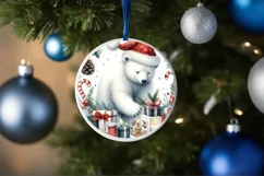 Polar Bear Round Ornament Sublimation PNG Product Image 4