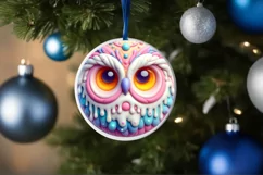 Owl Round Ornament Sublimation PNG Product Image 1