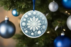 Snow Flake Round Ornament Sublimation PNG Product Image 1