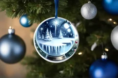 Elf Christmas Scene Ornament PNG Product Image 4