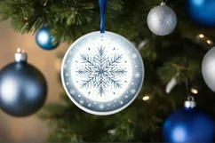 Snow Flake Round Ornament Sublimation PNG Product Image 1