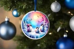 Penguins Snow Scene Ornament Sublimation PNG Product Image 4