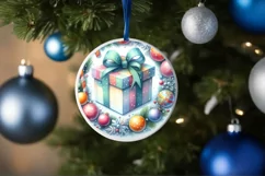 Colorful Gift Round Ornament Sublimation PNG Product Image 4