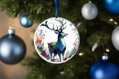 Colorful Christmas Scene Round Ornament Sublimation PNG Product Image 1