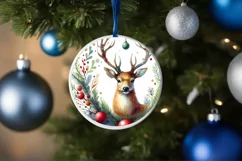 Colorful Christmas Scene Round Ornament Sublimation PNG Product Image 4