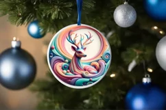 Christmas Deer Ornament Sublimation PNG Product Image 1