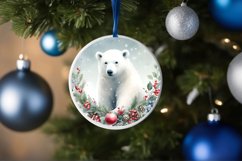 Watercolor Polar Bear Round Christmas Ornament Sublimation Product Image 1
