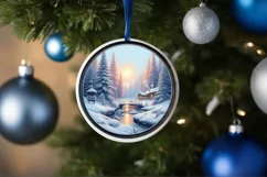 Winter Candy Round Ornament Sublimation PNG Product Image 4