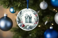 Christmas Gift Round Ornament Sublimation PNG Product Image 4