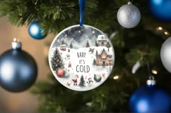 Baby it's Cold Outside Christmas Scene Ornament PNG Product Image 1