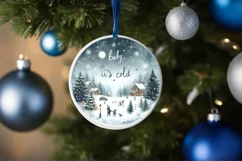 Baby it's Cold Outside Christmas Scene Ornament PNG Product Image 1
