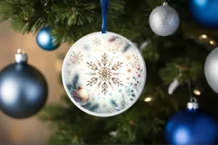 Winter Snowflake Round Ornament Sublimation PNG Product Image 4