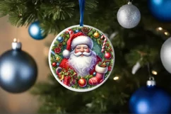 Santa Round Ornament Sublimation PNG Product Image 4