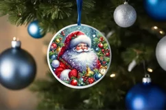 Santa Round Ornament Sublimation PNG Product Image 4