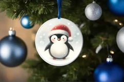Winter Penguin Christmas Ornament PNG Product Image 4