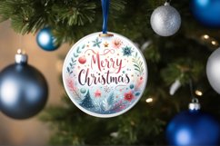 Merry Christmas Round Ornament Sublimation PNG Product Image 1