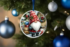 Christmass Gnome Round Ornament PNG Product Image 1