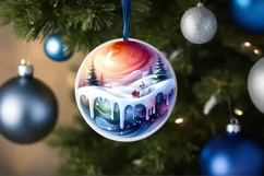 Winter Scene Christmas Ornament PNG Product Image 1