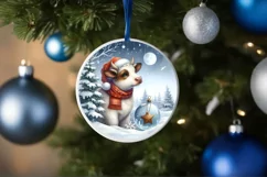 Cow Boy Round Ornament Sublimation PNG Product Image 4