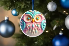 Pastell 3D Owl Christmas Ornament PNG Product Image 1