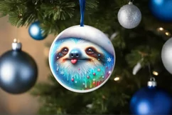 Winter Sloth Portrait Sublimation PNG Product Image 1
