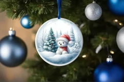 Teddy Bear Christmas Scene Ornament PNG Product Image 4