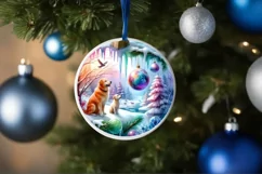 Dog Christmas Scene Ornament PNG Product Image 4