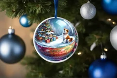 Dog Christmas Scene Ornament PNG Product Image 1