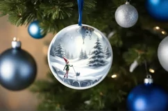 Elf Christmas Scene Ornament PNG Product Image 4