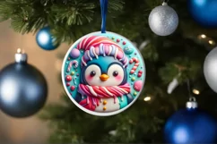 Penguin Christmas Ornament Sublimation PNG Product Image 4