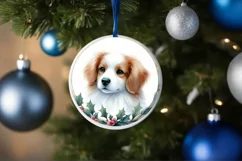 Pastel Watercolor Dog Round Christmas Ornament Sublimation Product Image 4