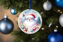 Colorful Pastel Watercolor Santa Round Ornament Sublimation Product Image 4