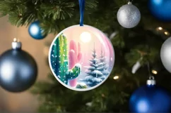 Colorfull Cactus Winter Scene PNG Product Image 1
