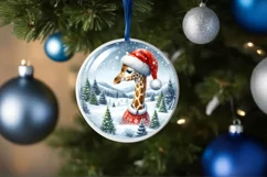 Watercolor Winter Scene Giraffe Portrait Product Image 4