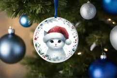 Cat Christmas Ornament Sublimation PNG Product Image 4