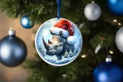 Watercolor Winter Scene Rhino Portrait Product Image 4