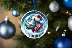 Watercolor Winter Scene Rhino Portrait Product Image 1