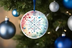 pastel watercolor round Christmas digital painting with Product Image 1