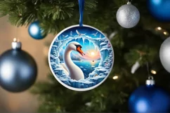 Swan in Icy Wall Round Sublimation PNG Product Image 4