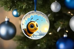 Snow Wall Bee Round Ornament Sublimation PNG Product Image 4