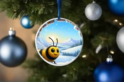 Snow Wall Bee Round Ornament Sublimation PNG Product Image 4